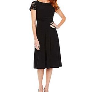 NWT S Perceptions Black Lace Dress Fit and Flare Midi Length